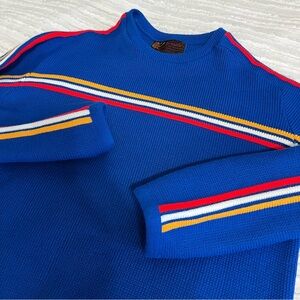 Vintage 80s Jersild Distinctive Sportswear Large Blue Ski Sweater Stripe